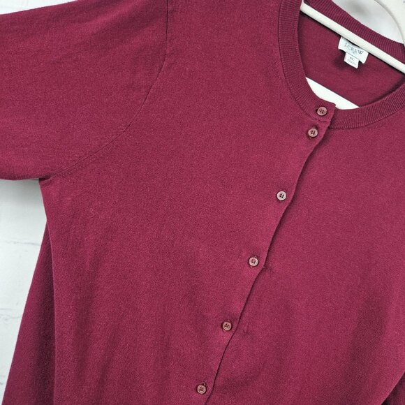 J Crew Button Up Cardigan Sweater Burgundy Red Womens XL Long Sleeve Re-imagined - Picture 3 of 14